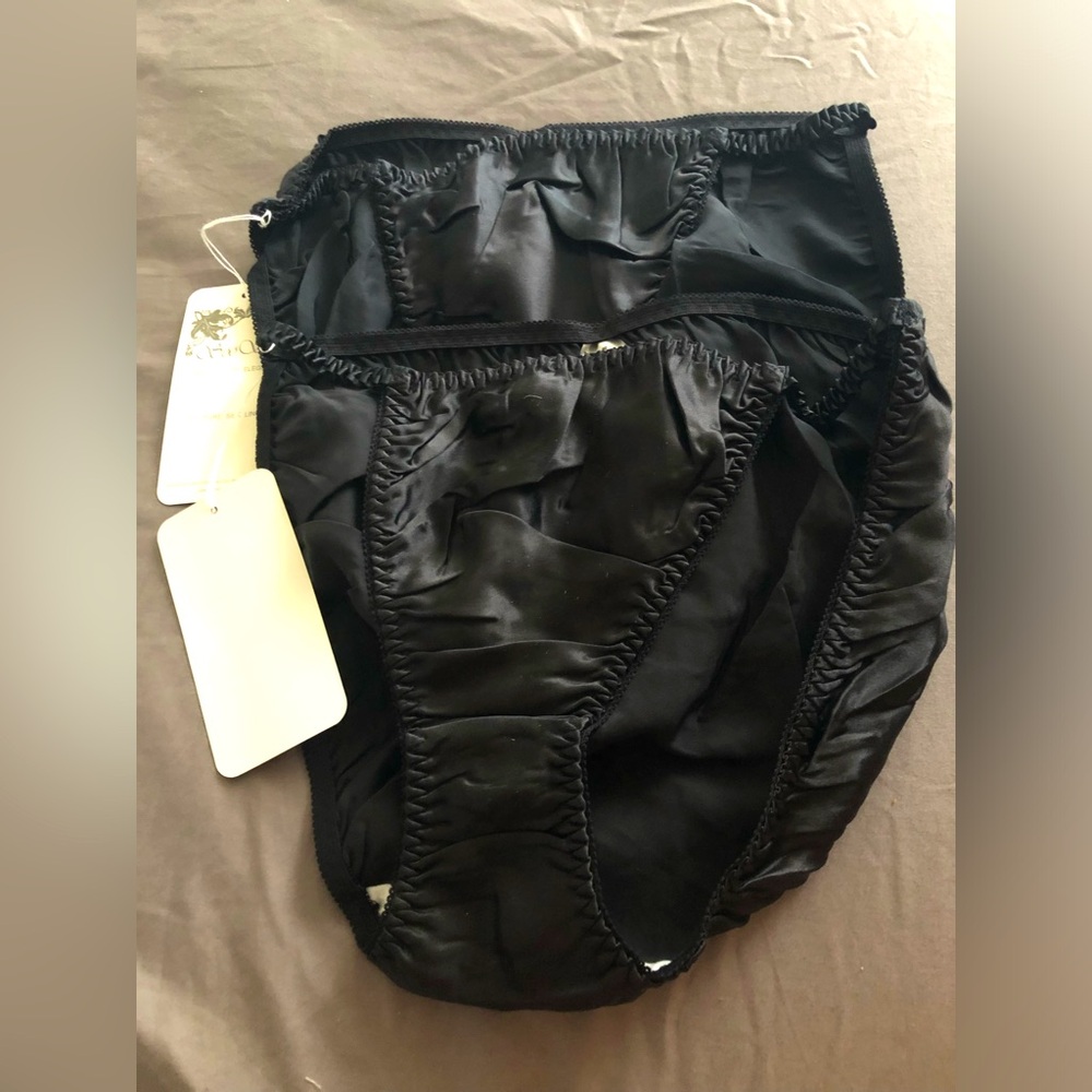 2 silk black bikini panties new m